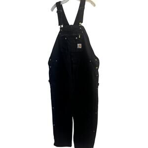 Carhartt Overalls Men's 2xl Black R41 BLK Double Knee Insulated Quilt Lined